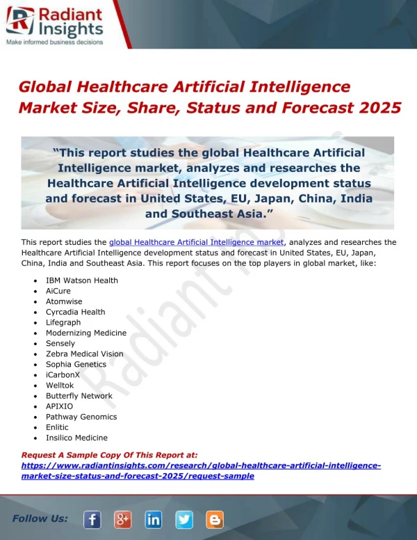 Global Healthcare Artificial Intelligence Market Size, Share, Status and Forecast 2025