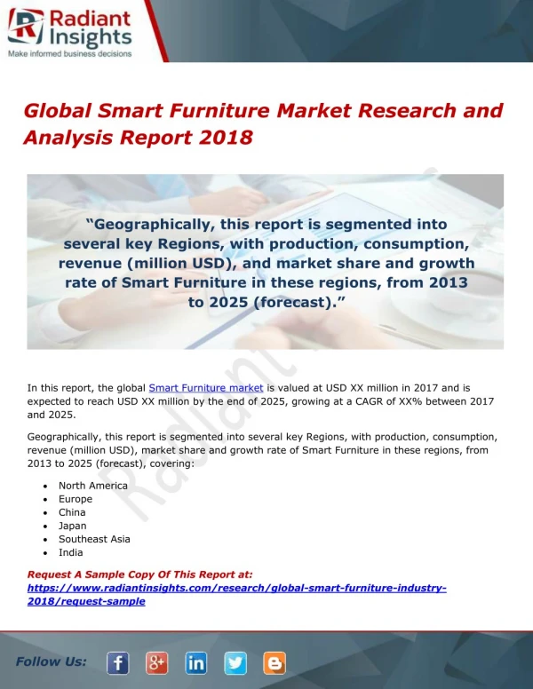 Global Smart Furniture Market Research and Analysis Report 2018