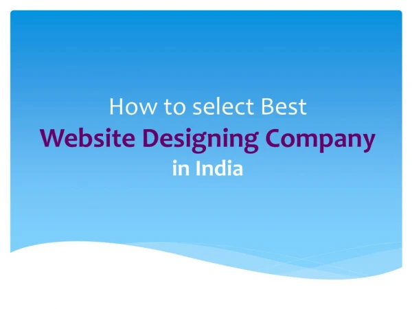How do select best Website Designing Company