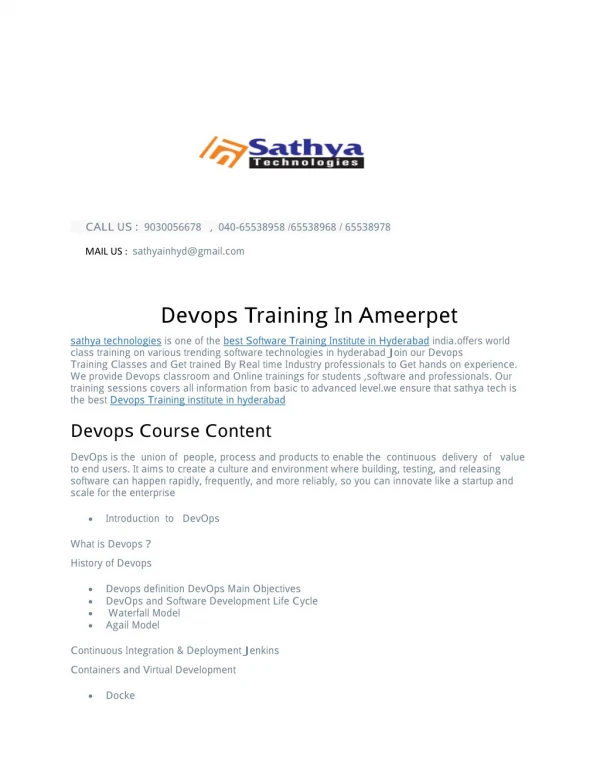 Devops training in ameerpet