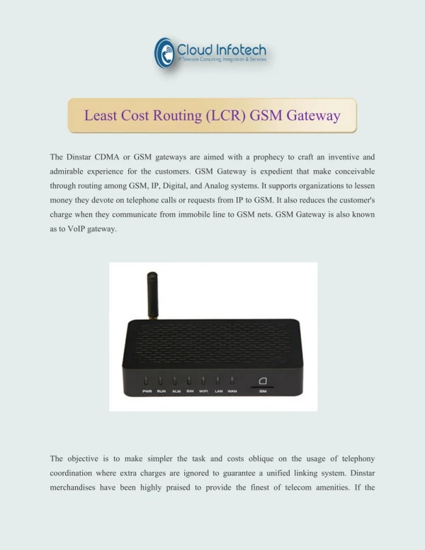 Least Cost Routing (LCR) GSM Gateway