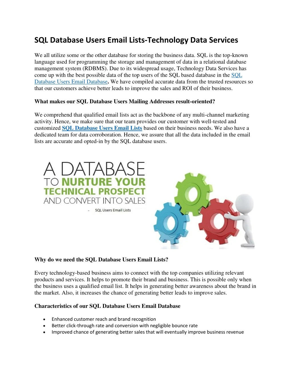 sql database users email lists technology data