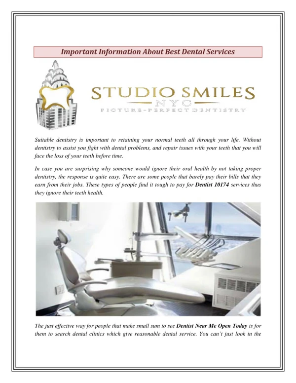 Important Information About Best Dental Services