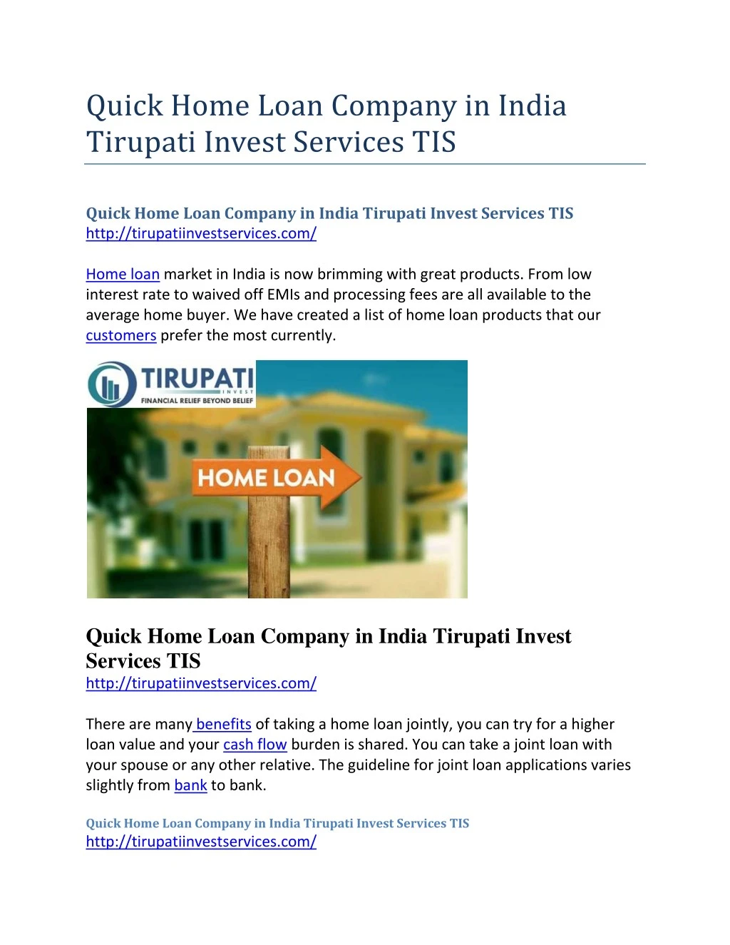 quick home loan company in india tirupati invest
