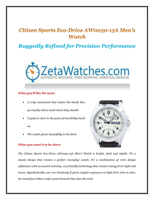 Citizen Sports Eco-Drive AW0050-15A Men’s Watch
