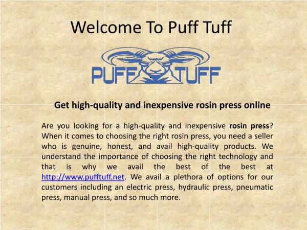 Rosin presses - pufftuff net