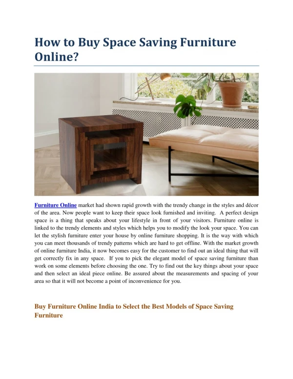 How to Buy Space Saving Furniture Online?