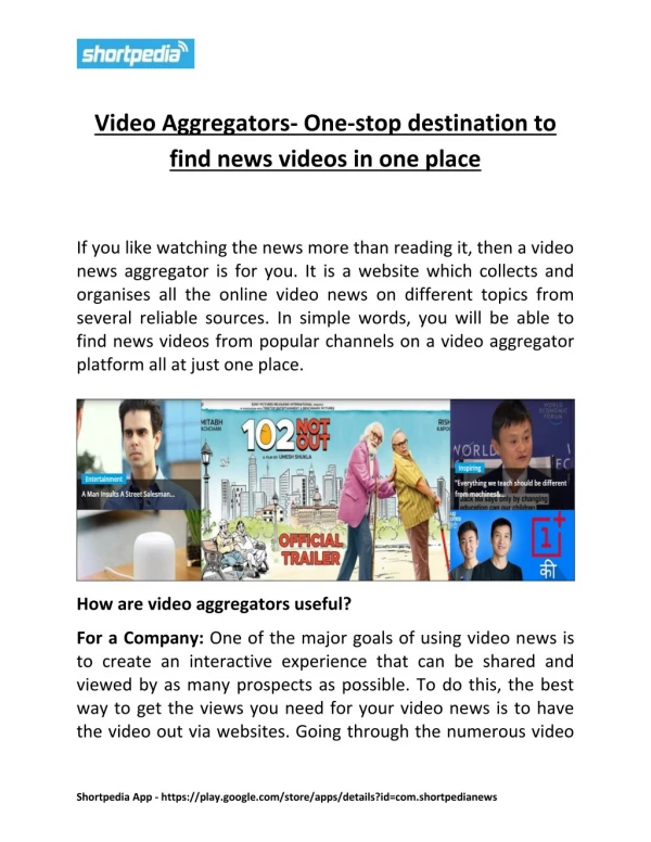 Video Aggregators- One-stop destination to find news videos in one place