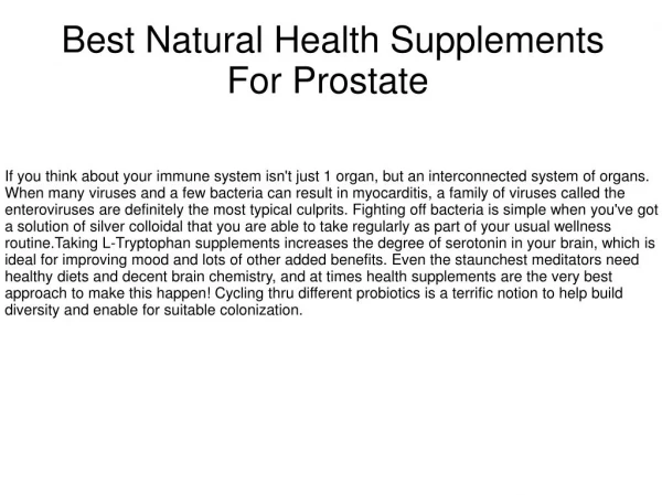 Best Natural Health Supplements For Prostate