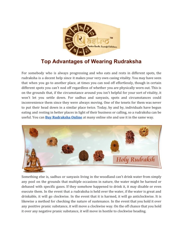 Top Advantages of Wearing Rudraksha