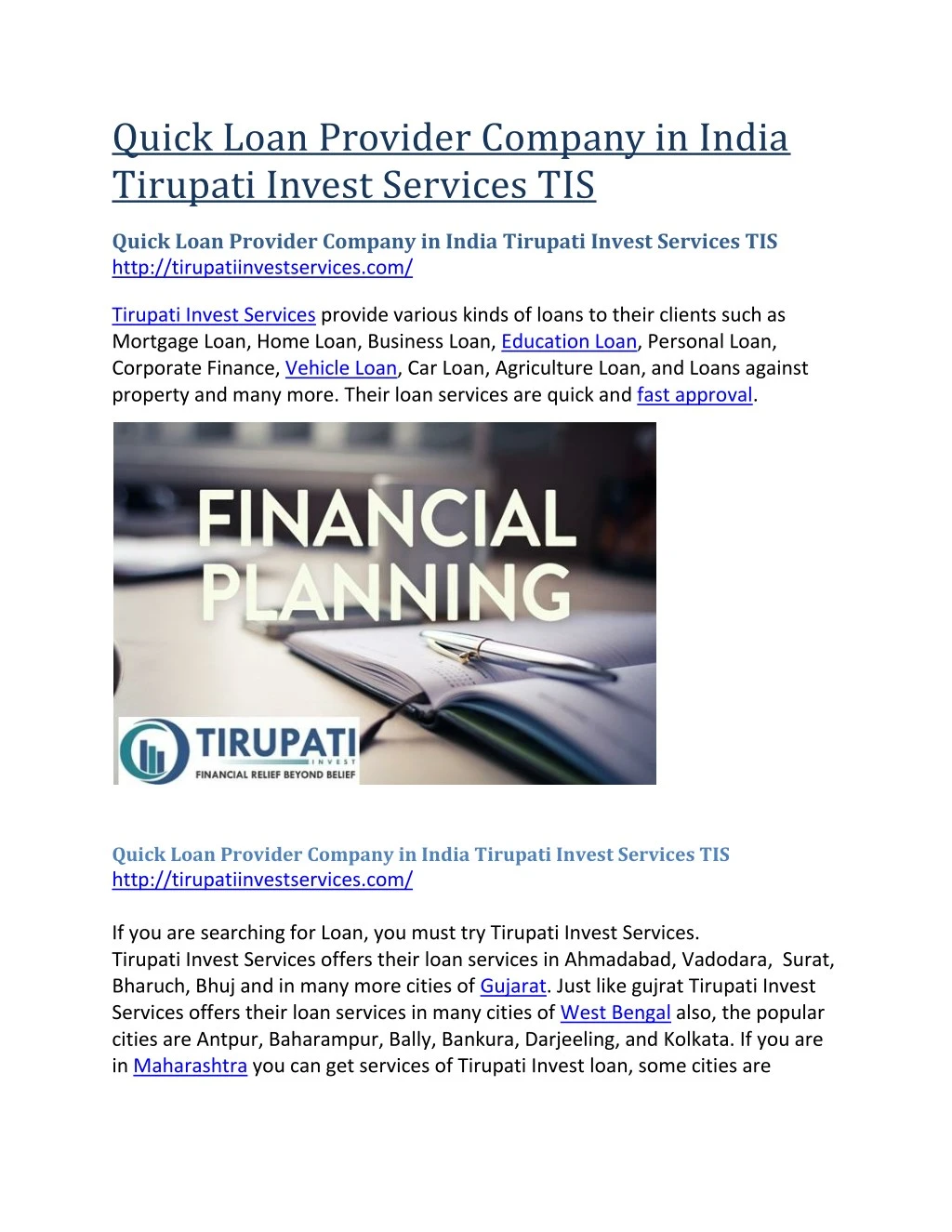 quick loan provider company in india tirupati