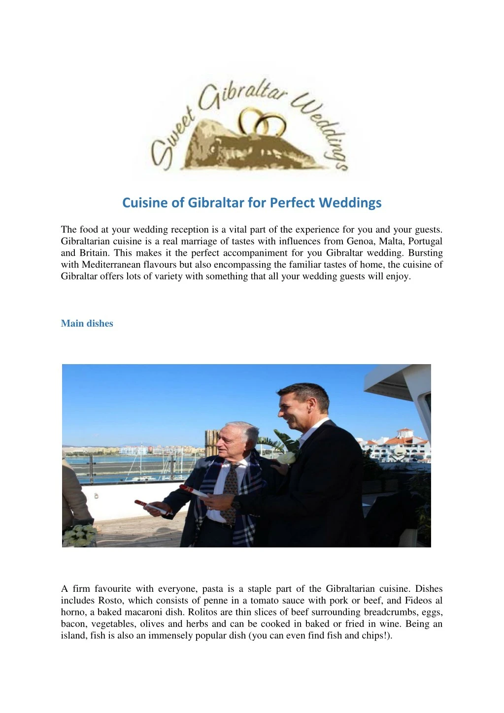 cuisine of gibraltar for perfect weddings