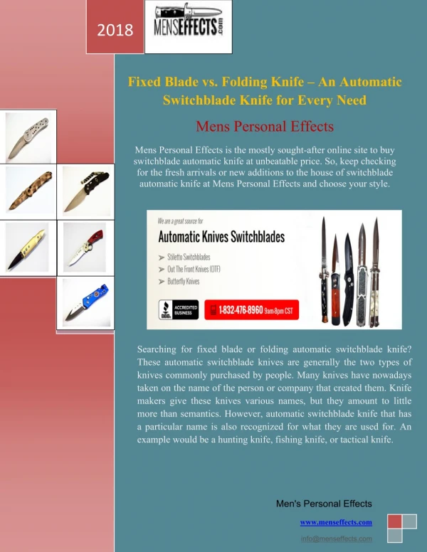 Fixed blade vs folding knife – an automatic switchblade knife for every need
