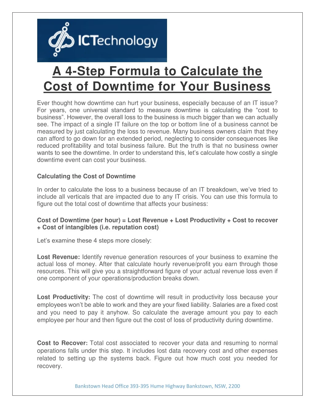 a 4 step formula to calculate the cost