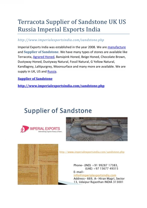 Terracota Supplier of Sandstone UK US Russia Imperial Exports India