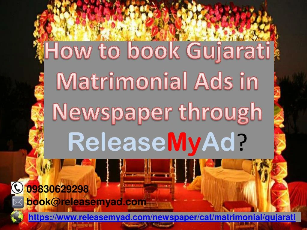 how to book gujarati matrimonial ads in newspaper through release my ad