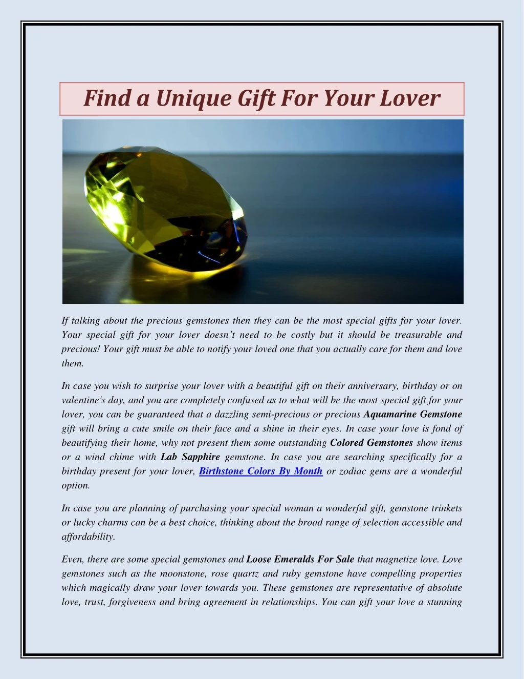 find a unique gift for your lover