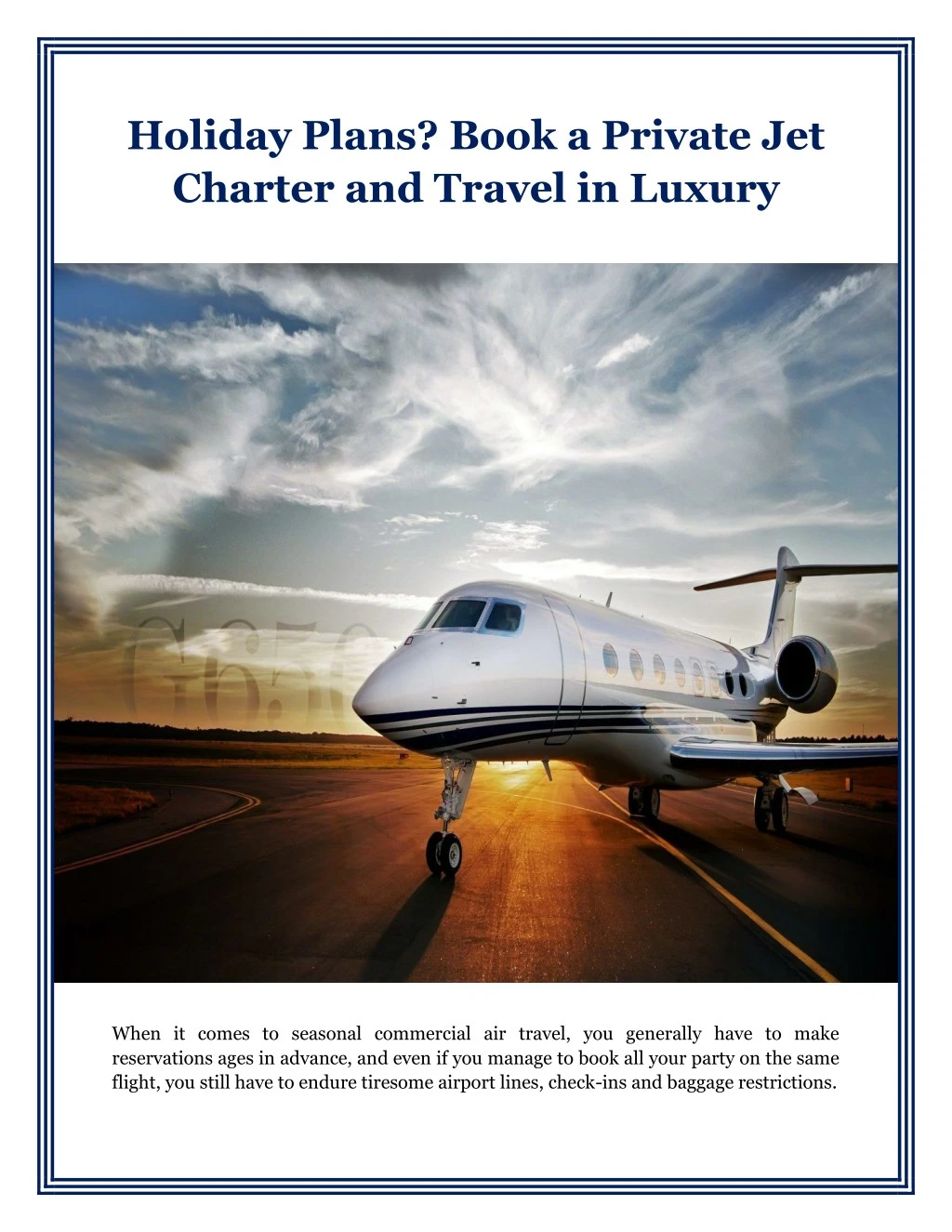 holiday plans book a private jet charter
