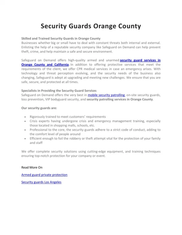 Security Service Orange County