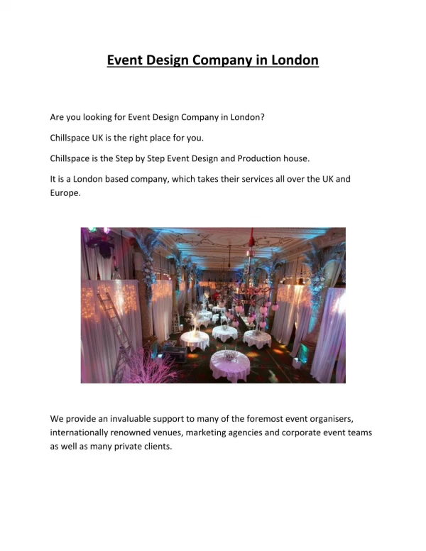 Event Design Company in London