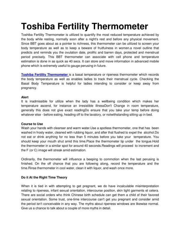 Toshiba Fertility Thermometer