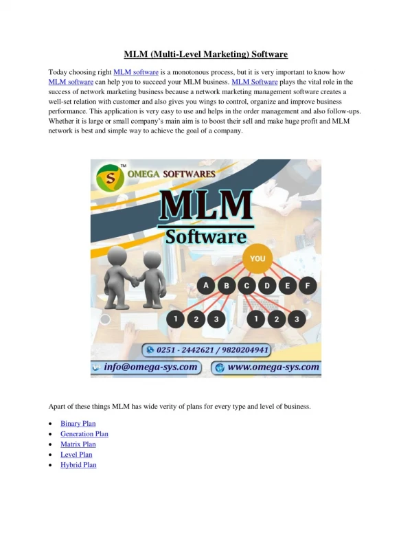 MLM (Multi Level Marketing) Software