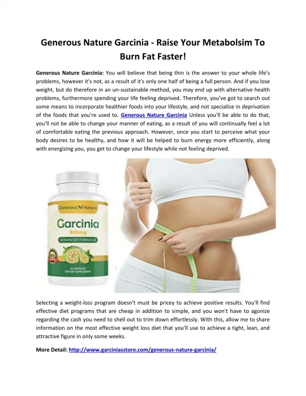 Generous Nature Garcinia - Helps To Suppress Appetite Naturally!
