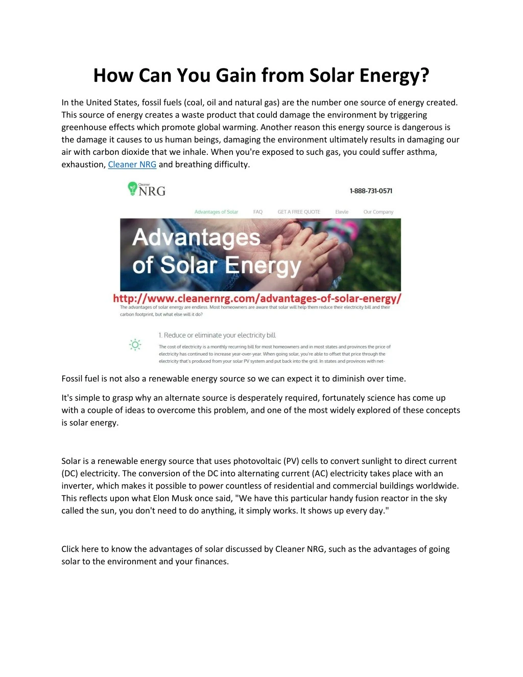 how can you gain from solar energy