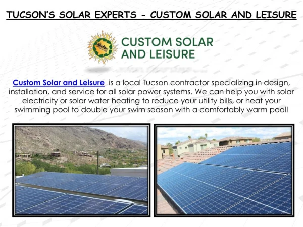 Solar Companies in Tucson | Custom Solar and Leisure