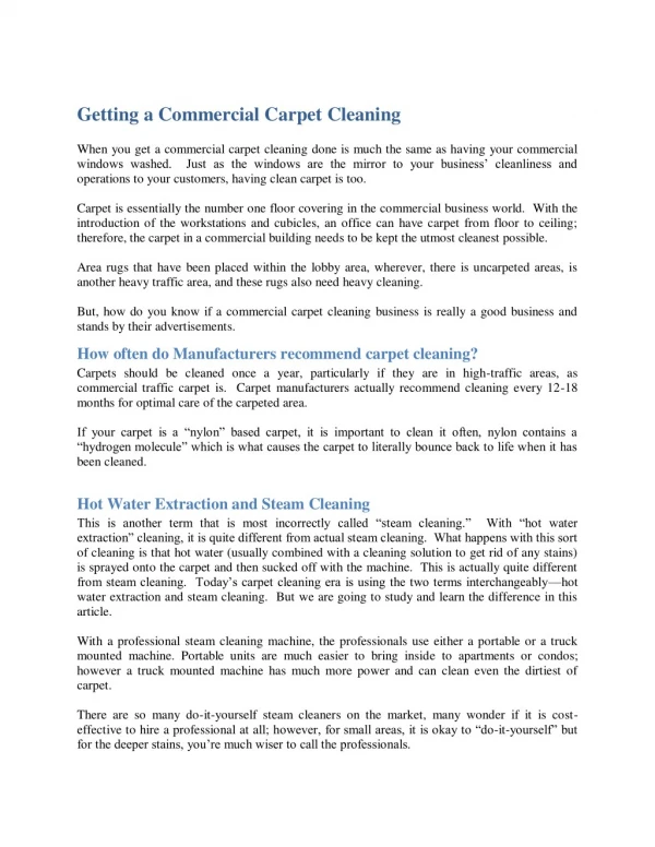 Getting a Commercial Carpet Cleaning
