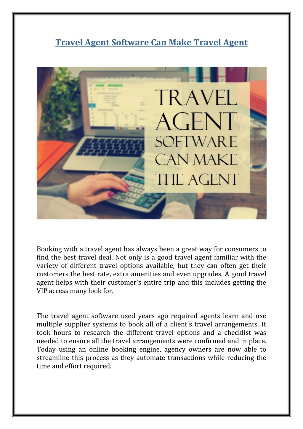 travel agent software can make travel agent