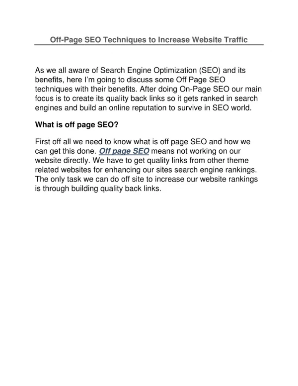 Sochtek Provide Off-Page SEO Techniques to Increase Website Ranking in Google