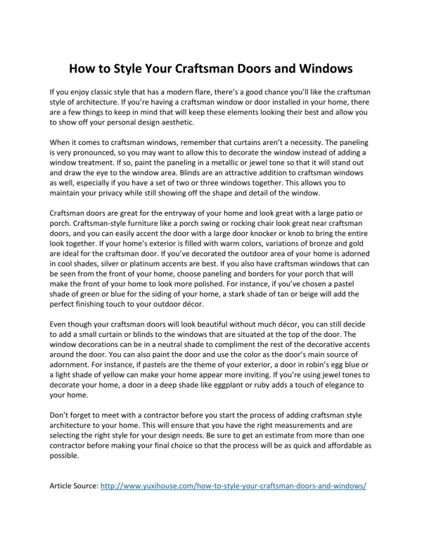 How to Style Your Craftsman Doors and Windows