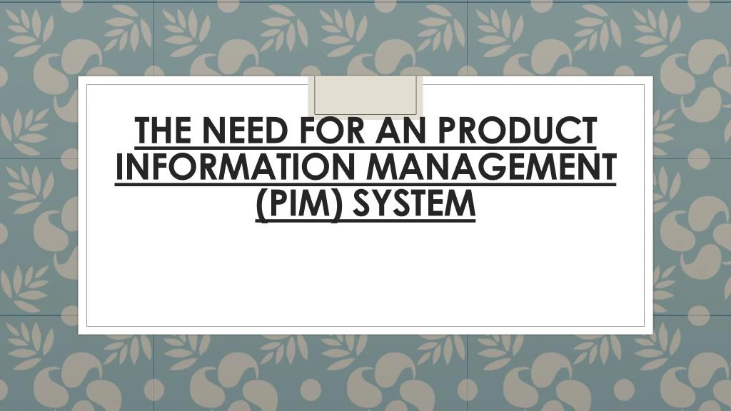 the need for an product information management pim system