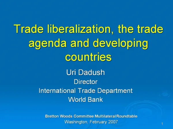 Trade liberalization, the trade agenda and developing countries