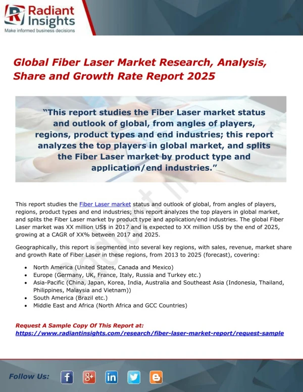 Global Fiber Laser Market Research, Analysis, Share and Growth Rate Report 2025