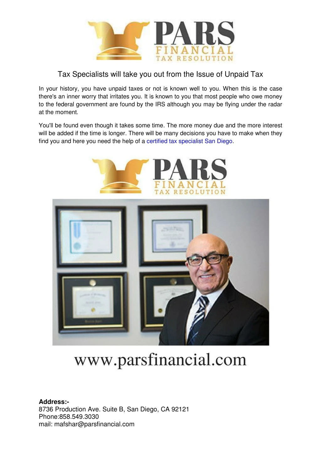 tax specialists will take you out from the issue