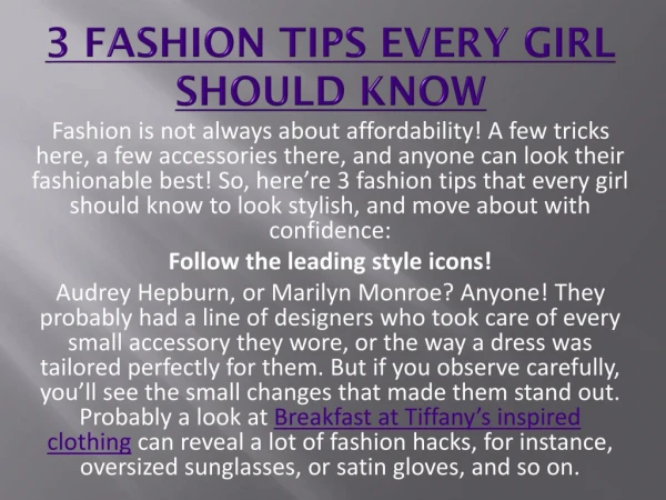 3 Fashion Tips Every Girl Should Know