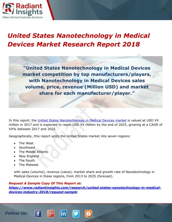 United States Nanotechnology in Medical Devices Market Research Report 2018