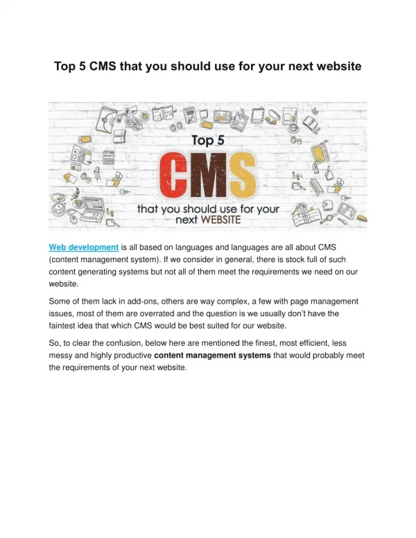 Top 5 CMS that you should use for your next website