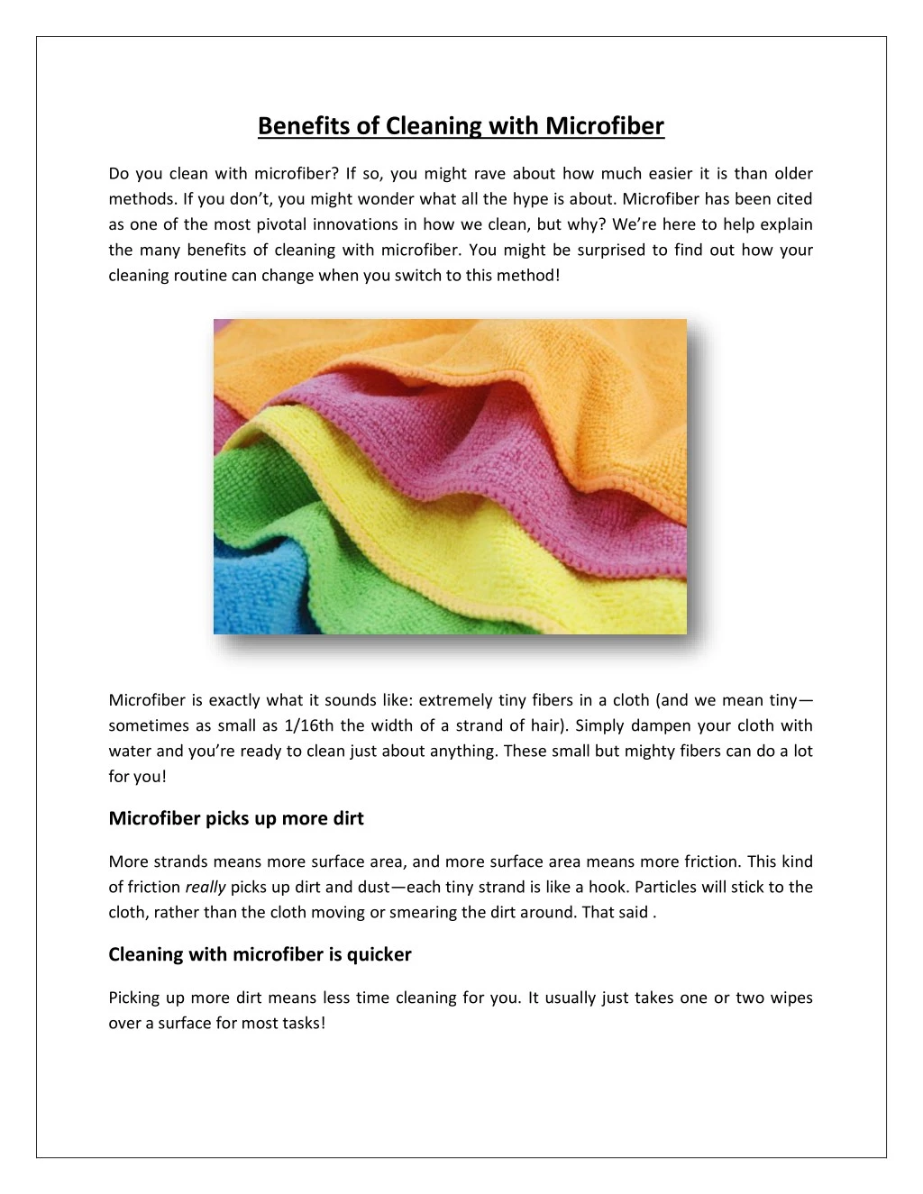 benefits of cleaning with microfiber