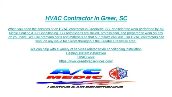 HVAC, Air Conditioning Repair and Installation, Contractor at Greer SC, Greenville SC and Simpsonville SC, Duncan SC