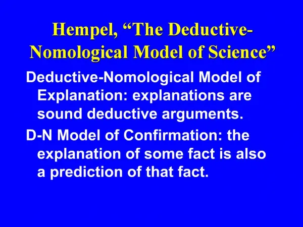 Hempel, The Deductive-Nomological Model of Science