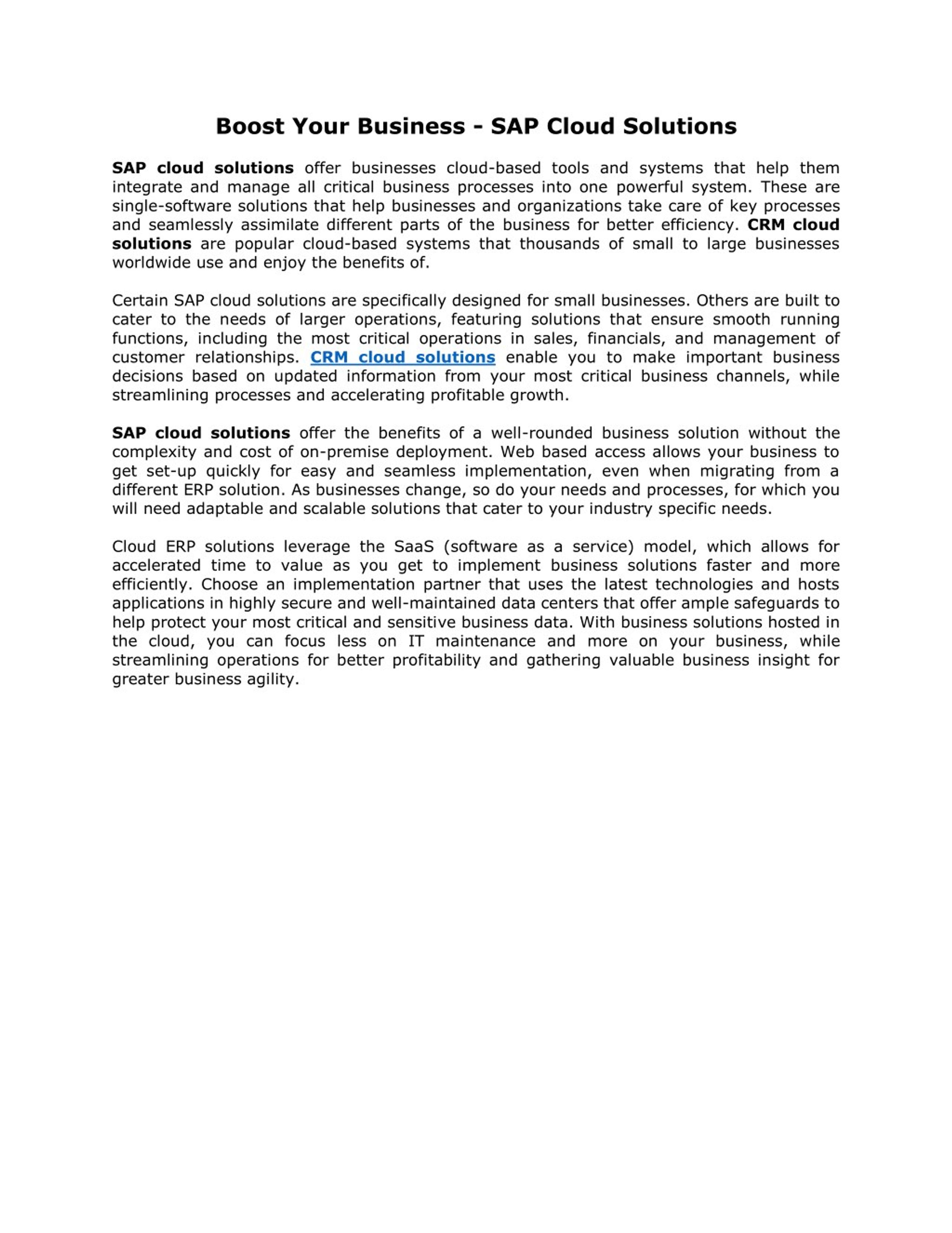 PPT - Boost Your Business - SAP Cloud Solutions PowerPoint Presentation ...