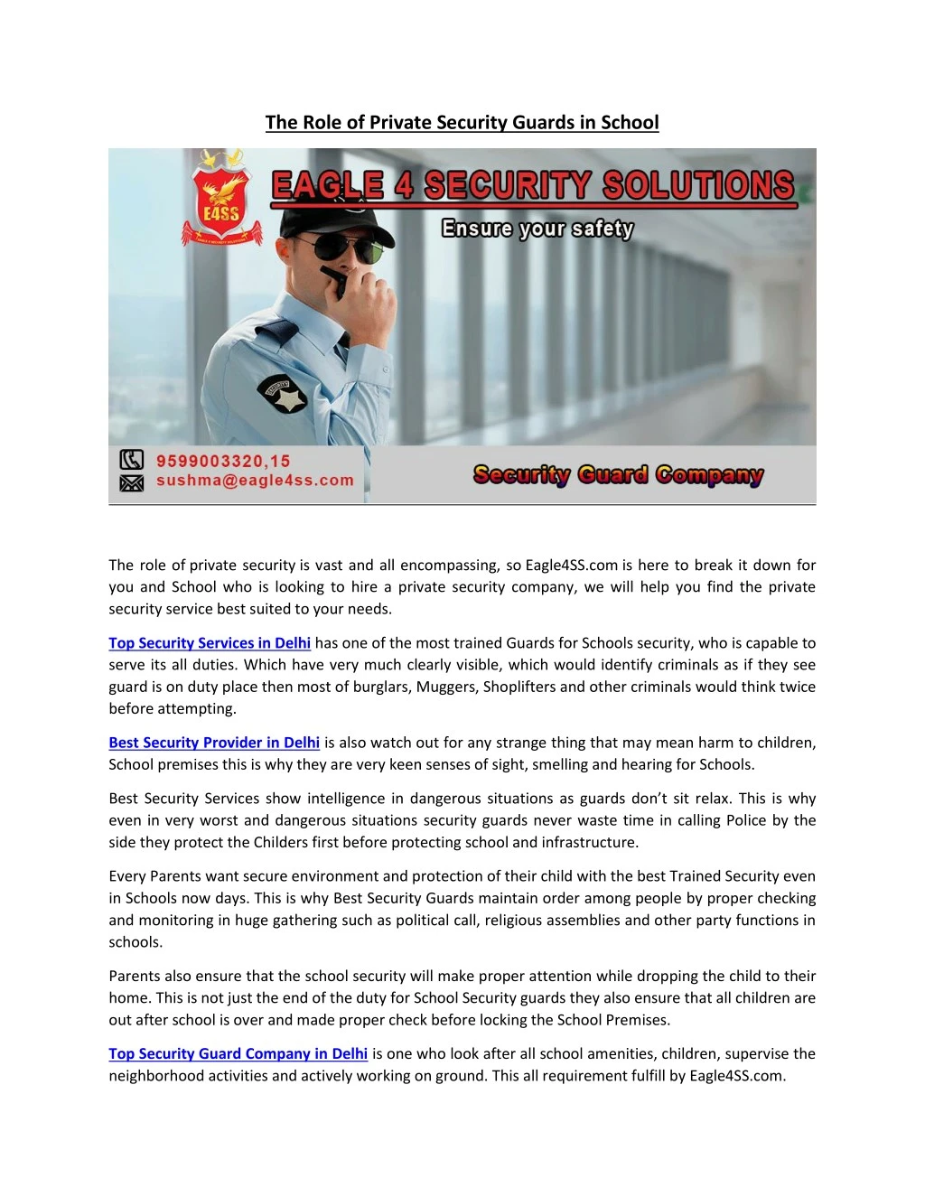 the role of private security guards in school