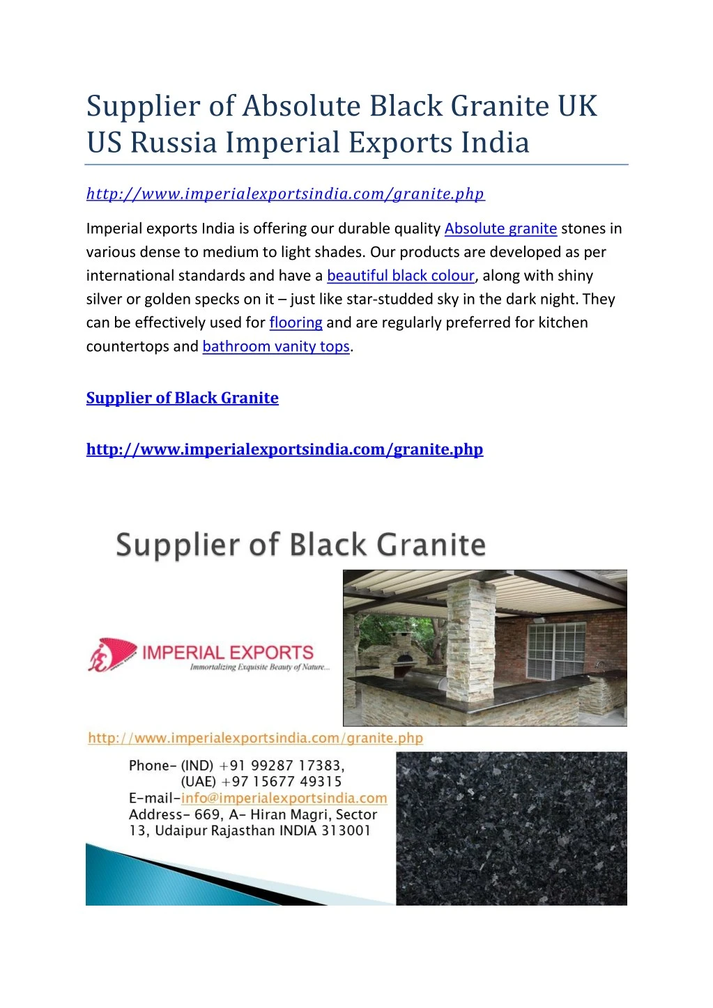 supplier of absolute black granite uk us russia