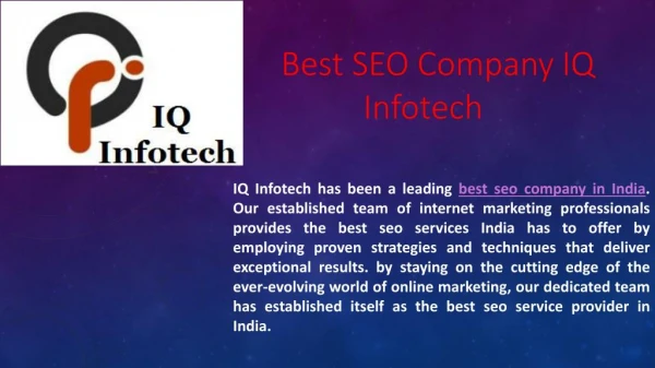 Best seo Company in India