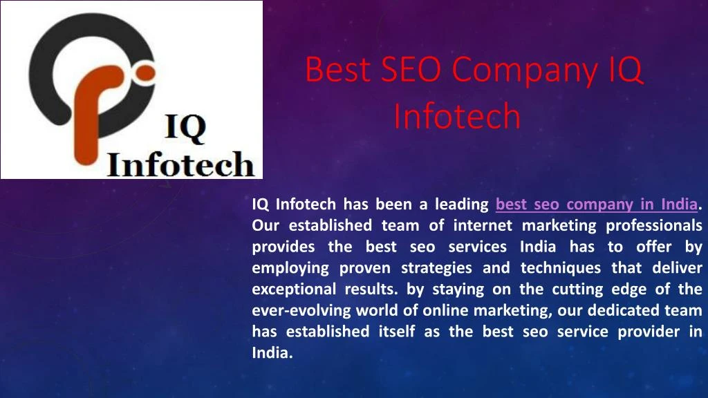 best seo company iq infotech