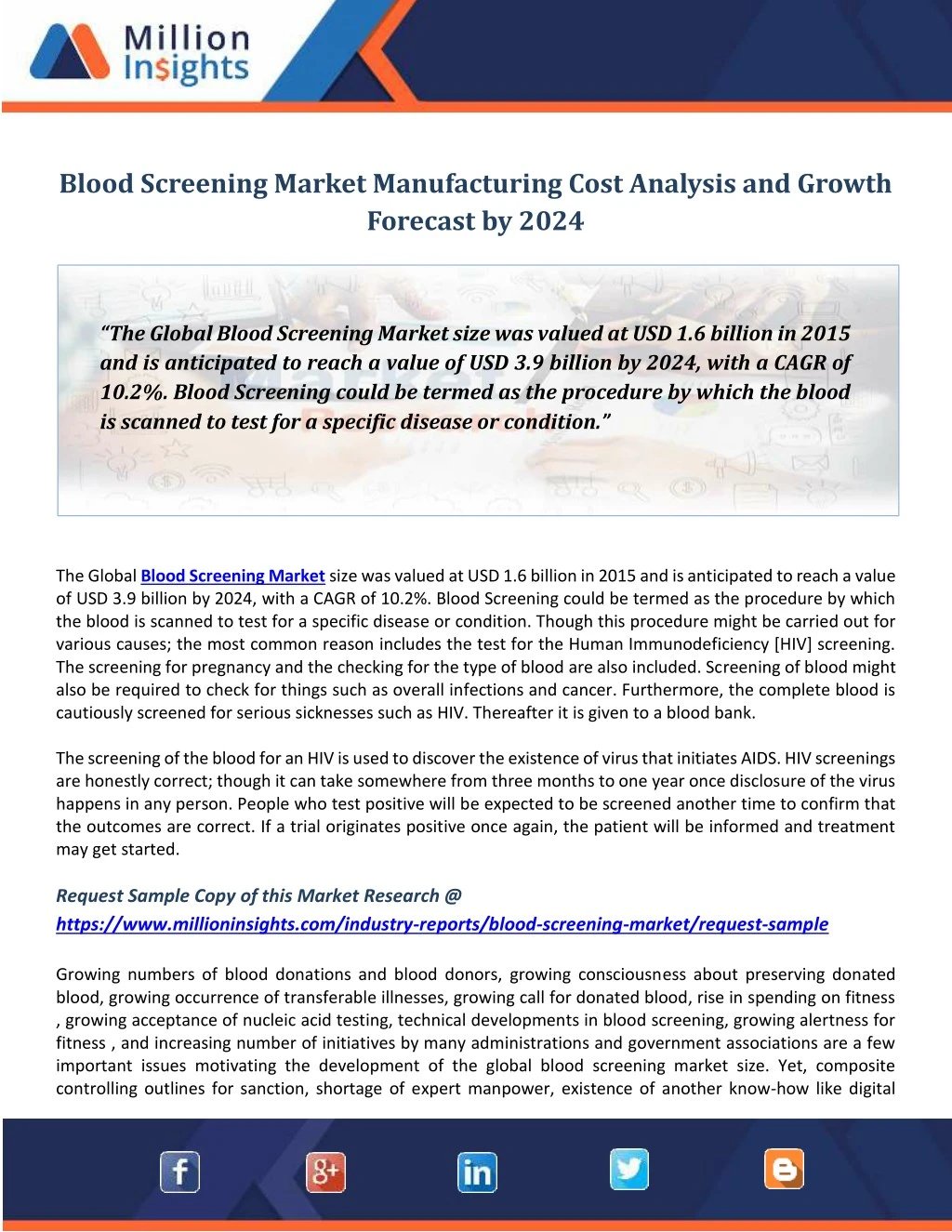 blood screening market manufacturing cost