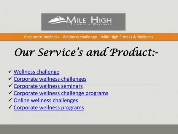 Corporate Wellness - Corporate wellness seminars | Mile High Fitness & Wellness